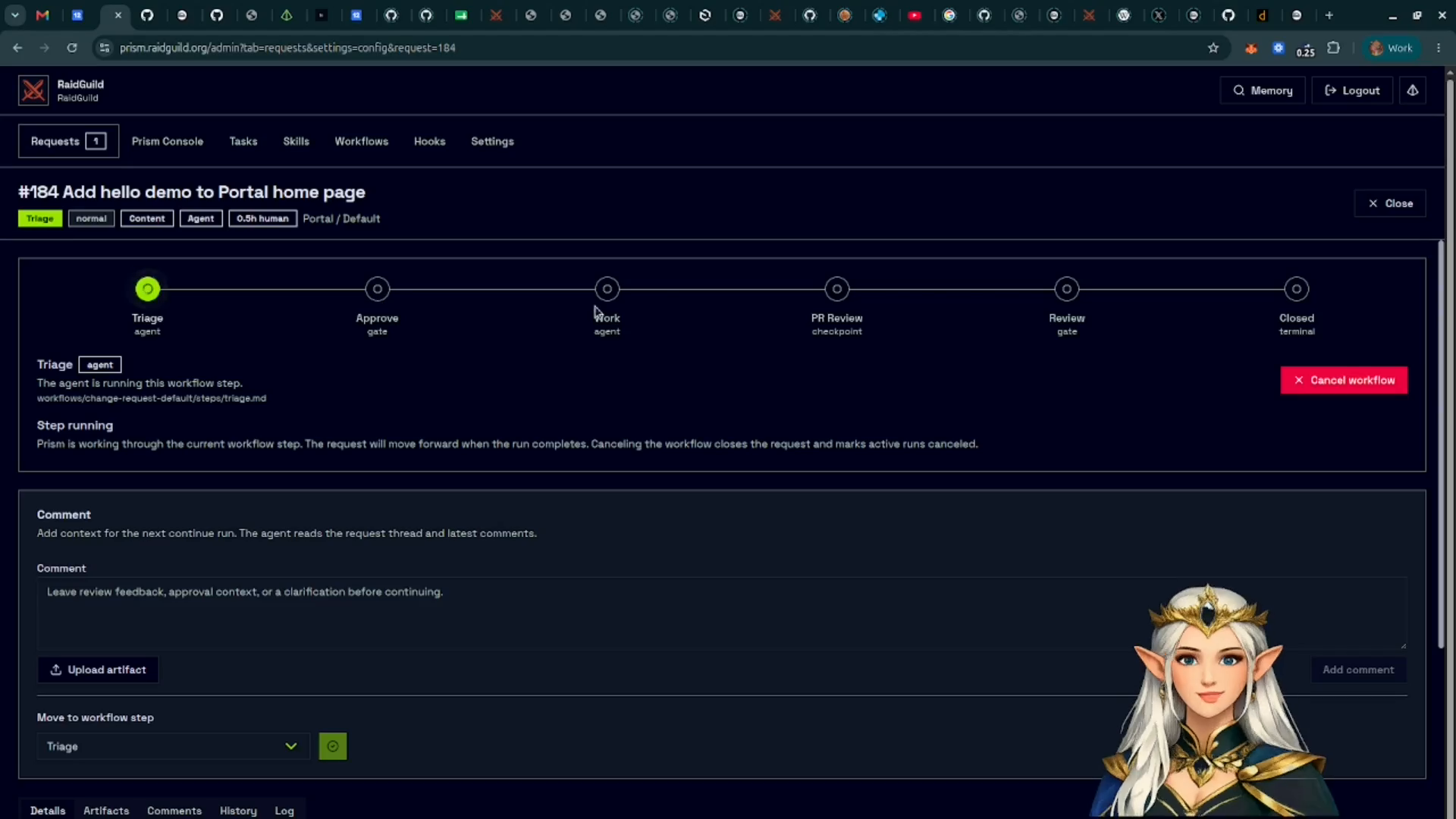The request workflow step tracker